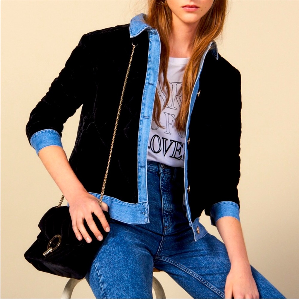 Sandro quilted velvet jacket